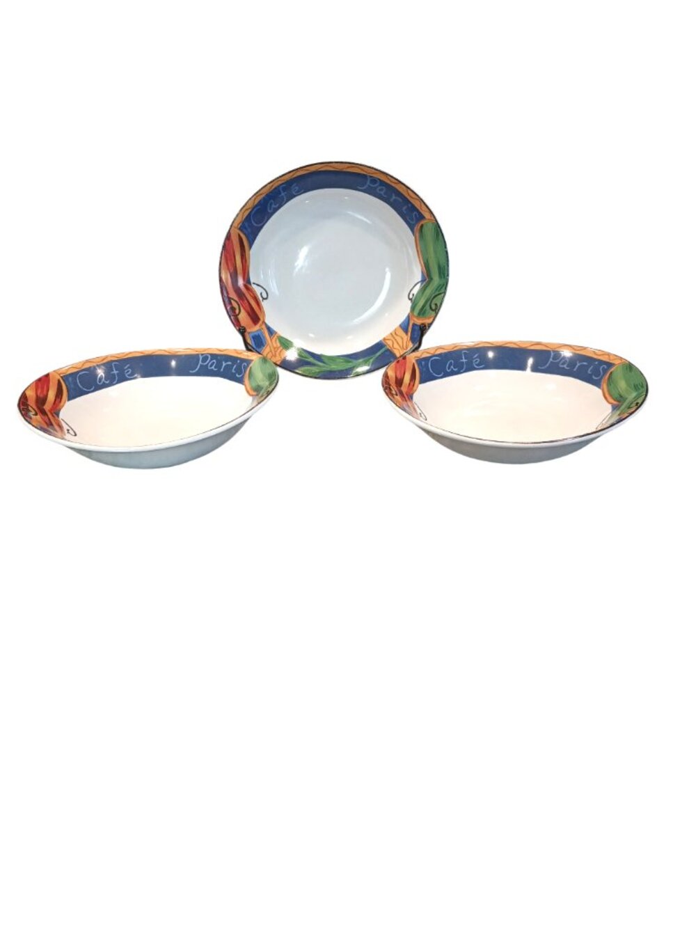 Sango Cafe Paris 4914 Oval Soup Cereal Salad Bowls 7 3/4" 1994 Set Of 3 Vintage